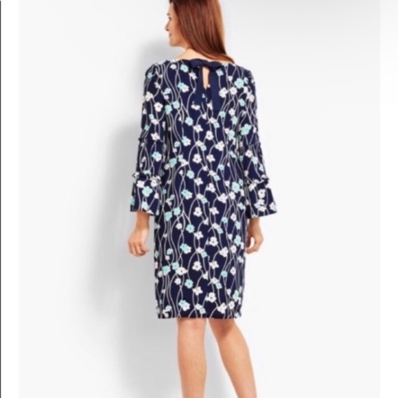 TALBOTS PRINT BLOSSOMS SHIFT DRESS Sz. 4 - Picture 2 of 5